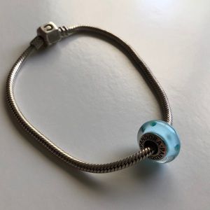 Clear Blue Glass Pandora Bead